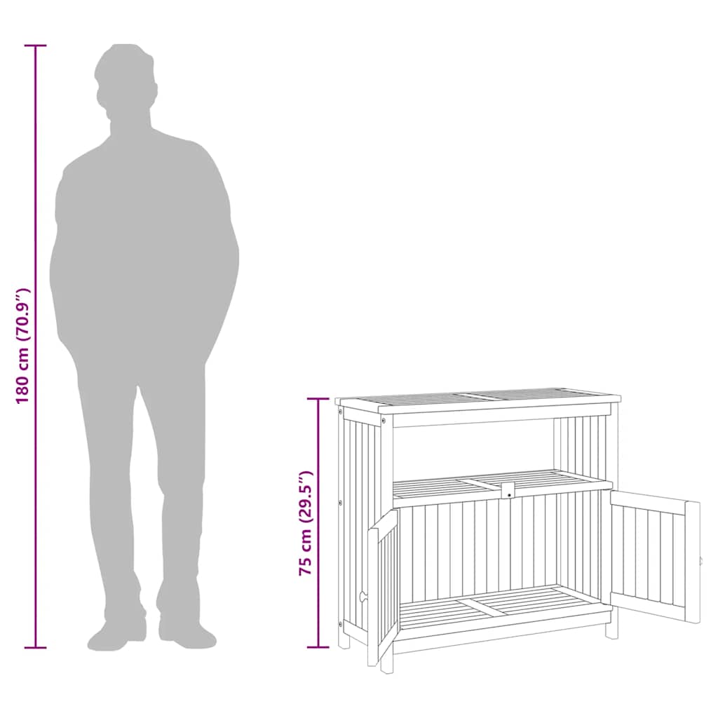 vidaXL Garten-Konsolentisch 80x35x75 cm Massivholz Akazie