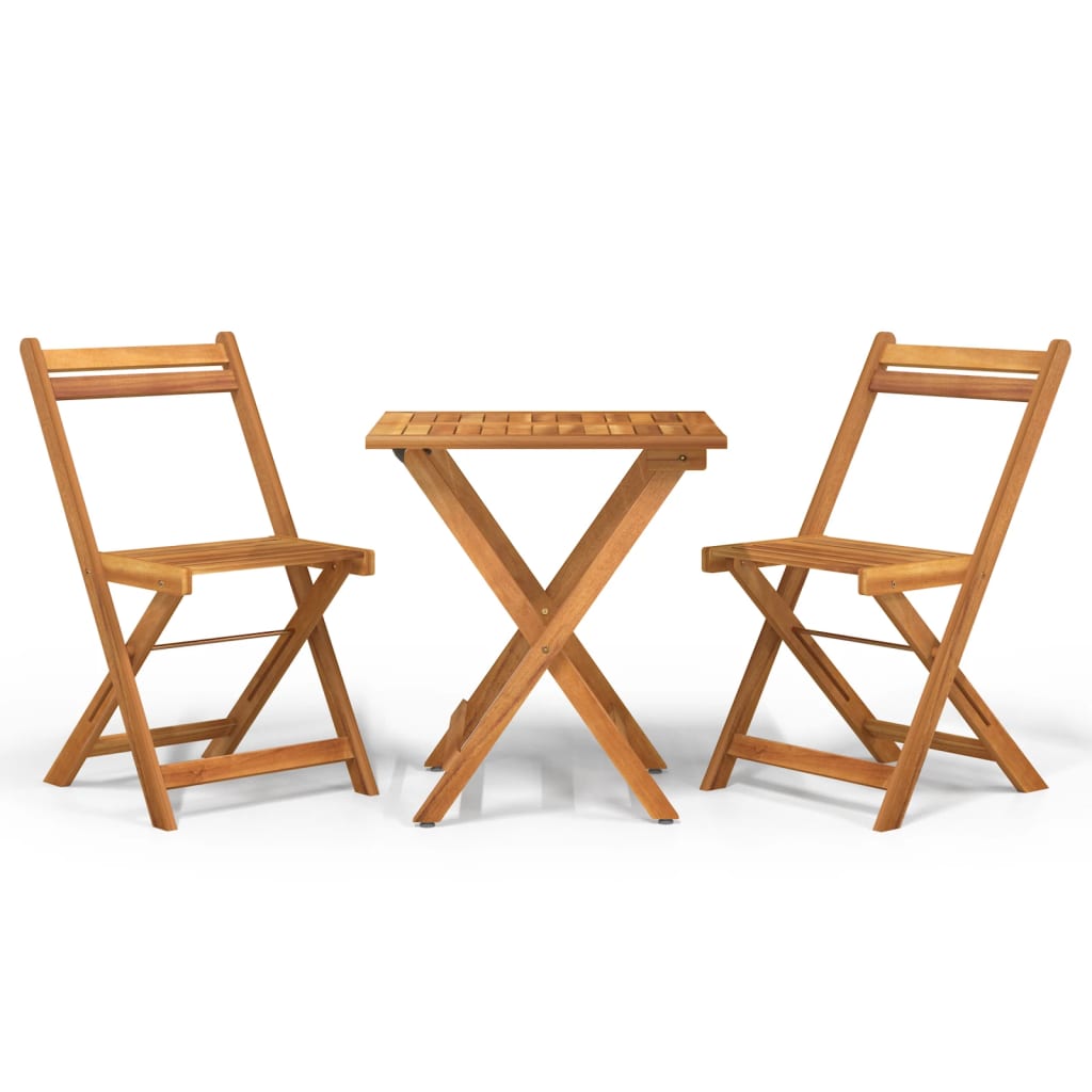 3-tlg. Bistro-Set Klappbar Massivholz Akazie