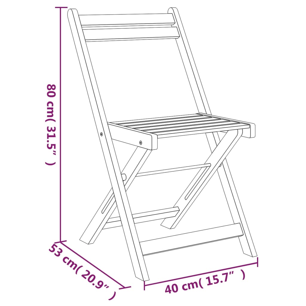 3-tlg. Bistro-Set Klappbar Massivholz Akazie