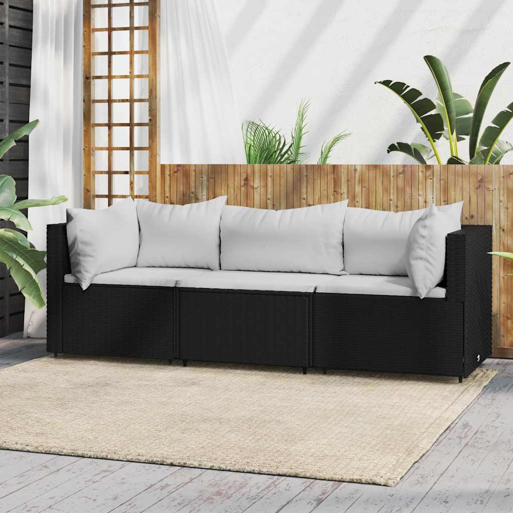 Garten-Ecksofas mit Kissen 2 Stk. Schwarz Poly Rattan
