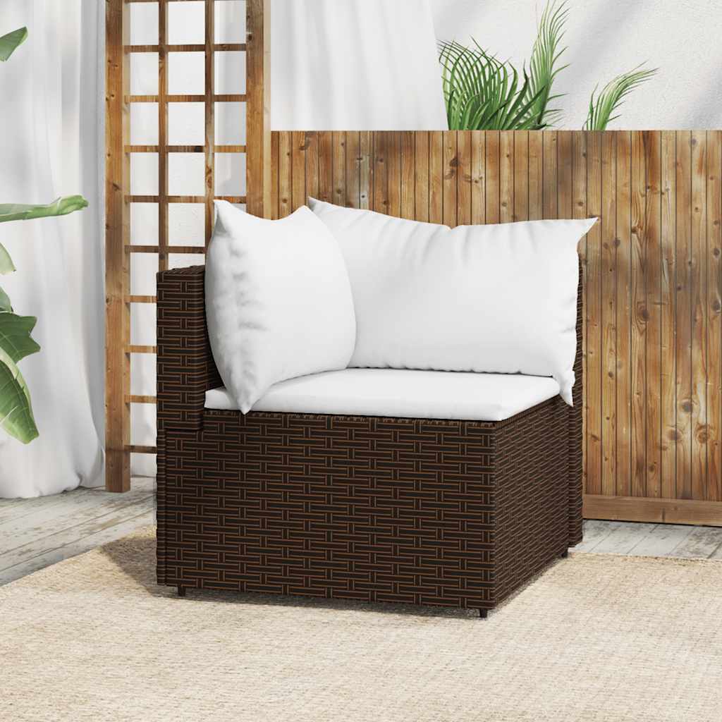 Garten-Ecksofa mit Kissen Schwarz Poly Rattan
