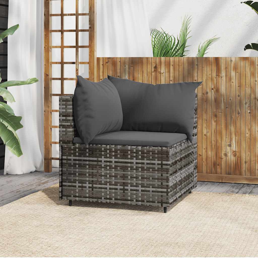 vidaXL Garten-Ecksofa mit Kissen Schwarz Poly Rattan