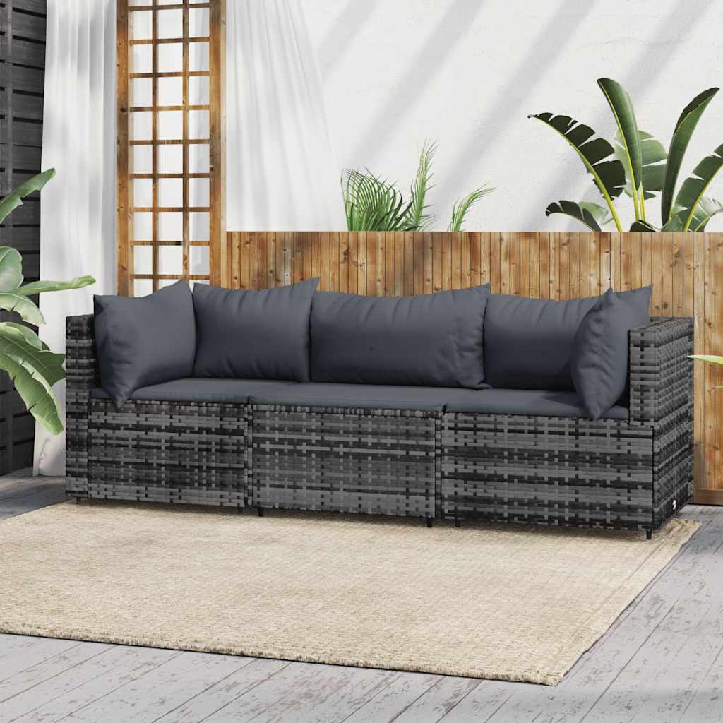 Garten-Ecksofas mit Kissen 2 Stk. Schwarz Poly Rattan