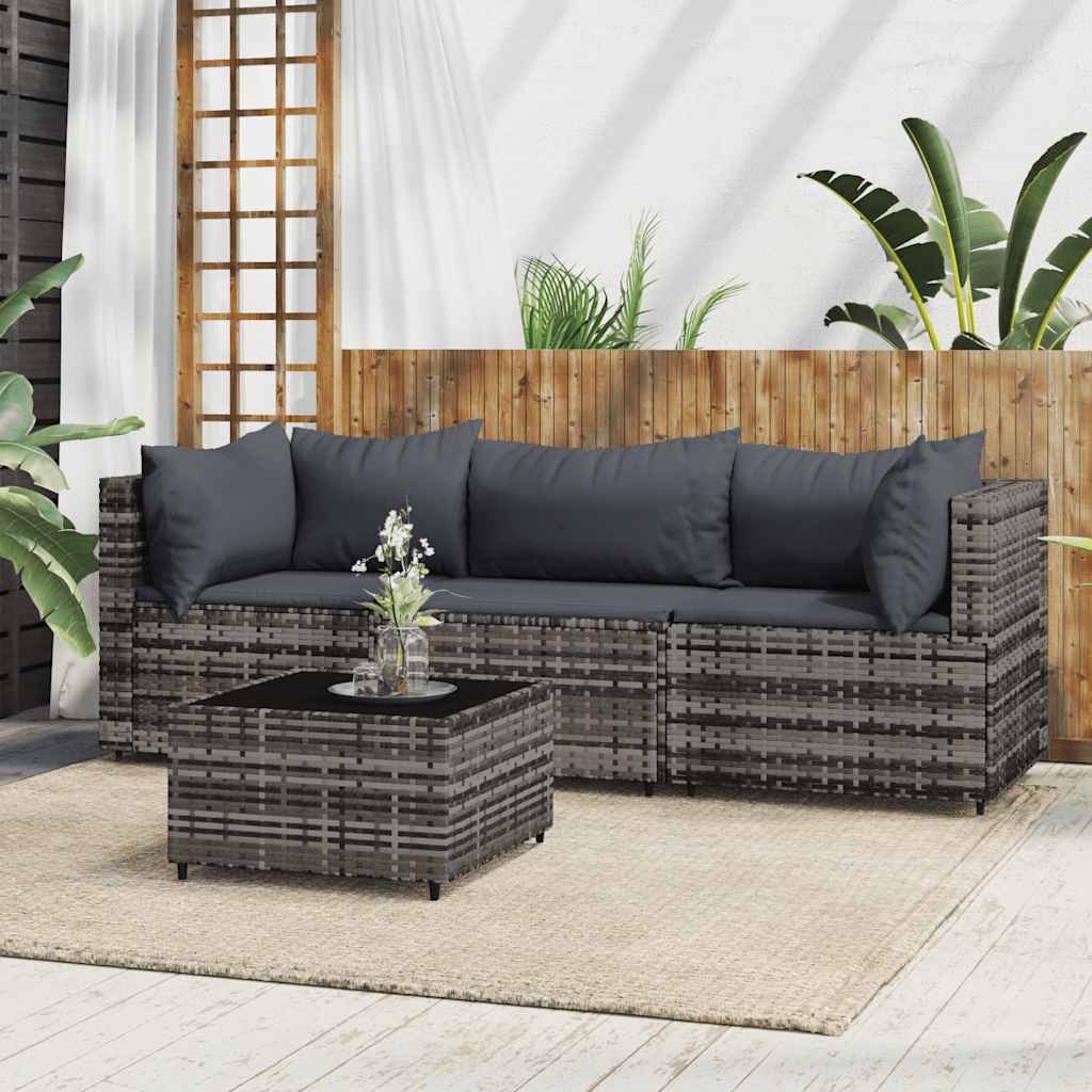 Garten-Ecksofas mit Kissen 2 Stk. Schwarz Poly Rattan
