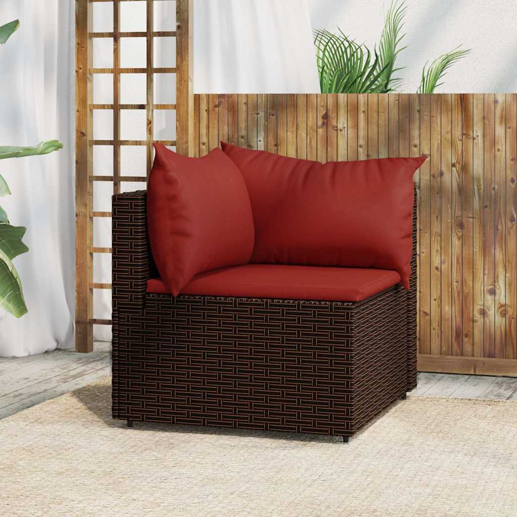Garten-Ecksofa mit Kissen Schwarz Poly Rattan