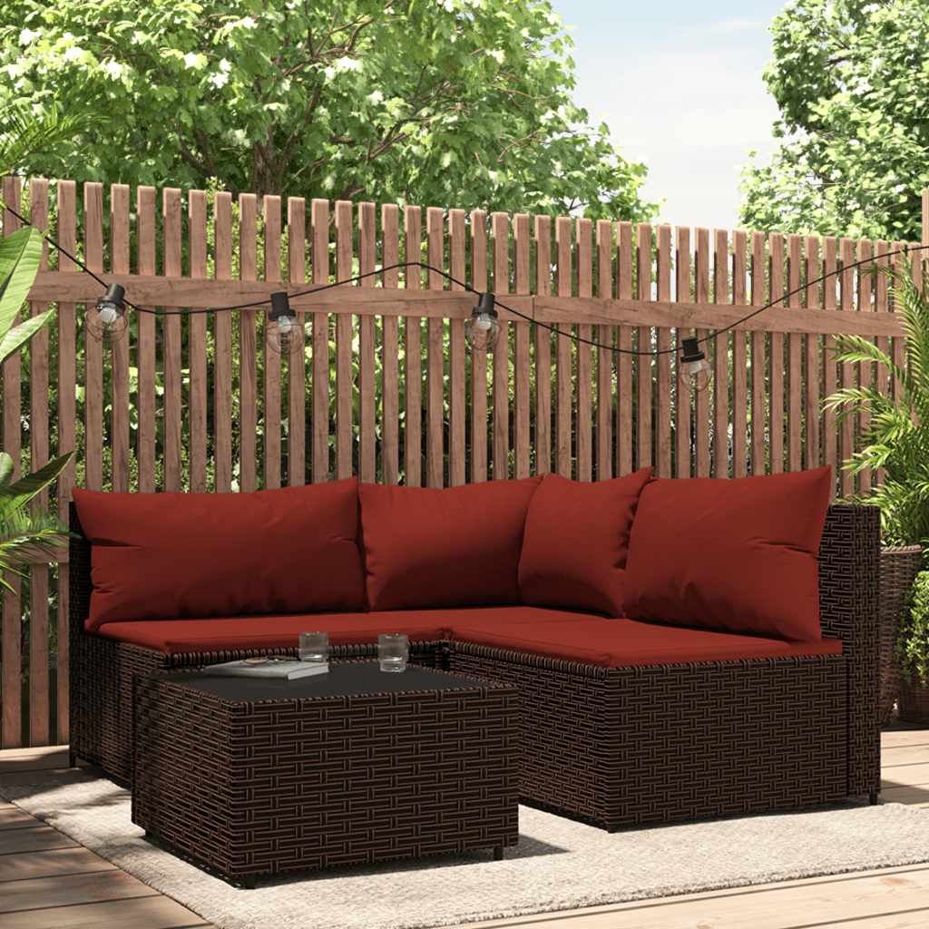 Garten-Ecksofa mit Kissen Schwarz Poly Rattan