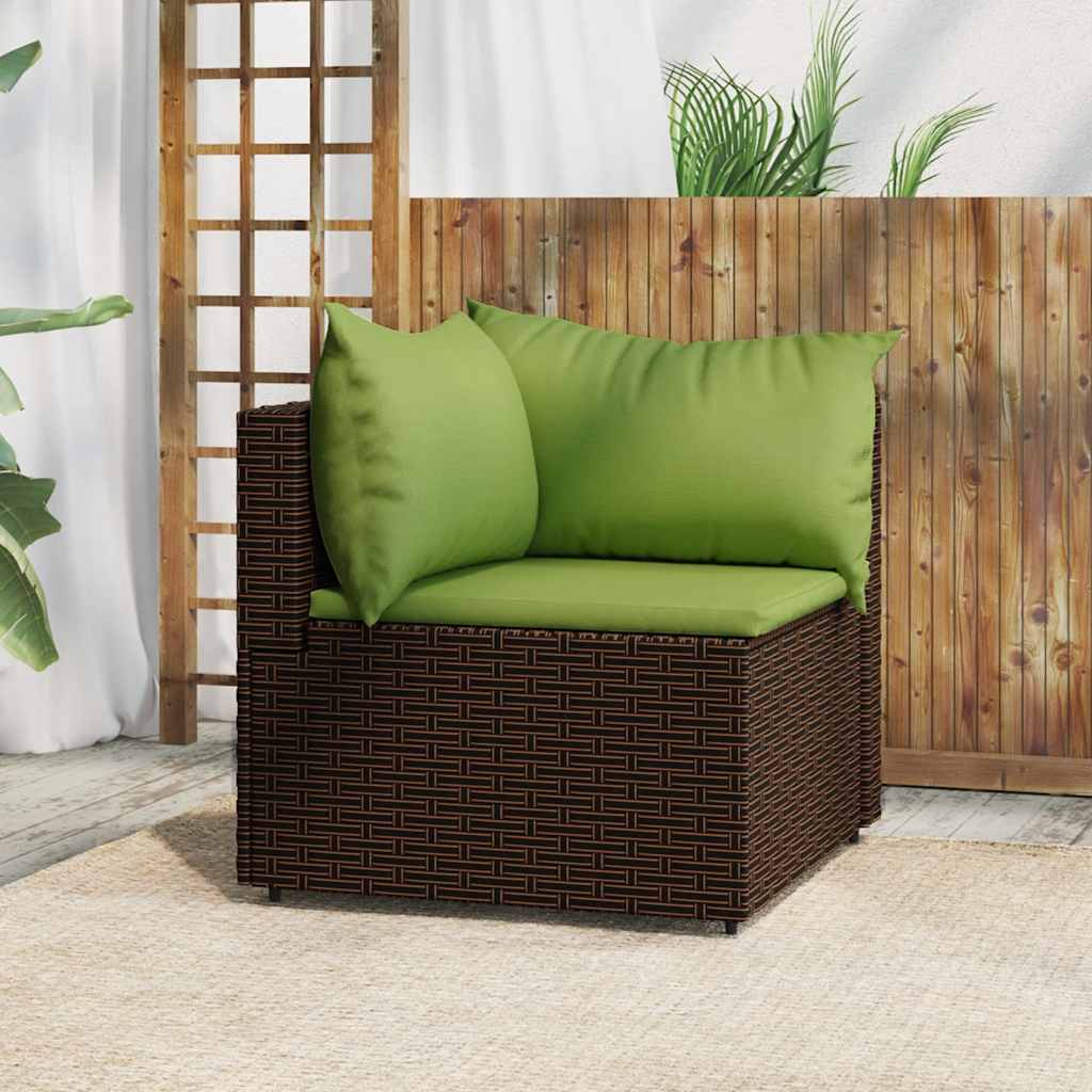 vidaXL Garten-Ecksofa mit Kissen Schwarz Poly Rattan