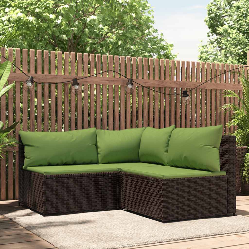 Garten-Ecksofa mit Kissen Schwarz Poly Rattan