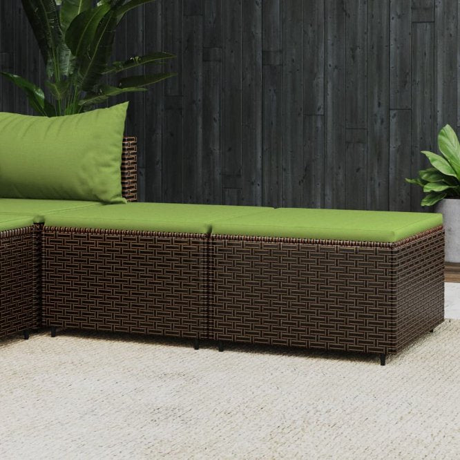 vidaXL Gartenhocker mit Kissen Schwarz Poly Rattan