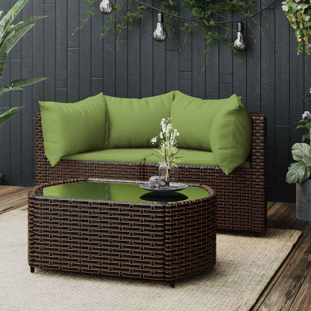 Garten-Ecksofas mit Kissen 2 Stk. Schwarz Poly Rattan