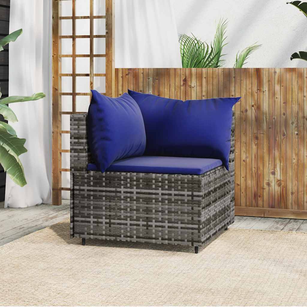 vidaXL Garten-Ecksofa mit Kissen Schwarz Poly Rattan