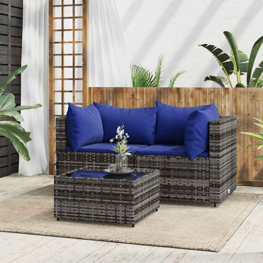 Garten-Ecksofas mit Kissen 2 Stk. Schwarz Poly Rattan