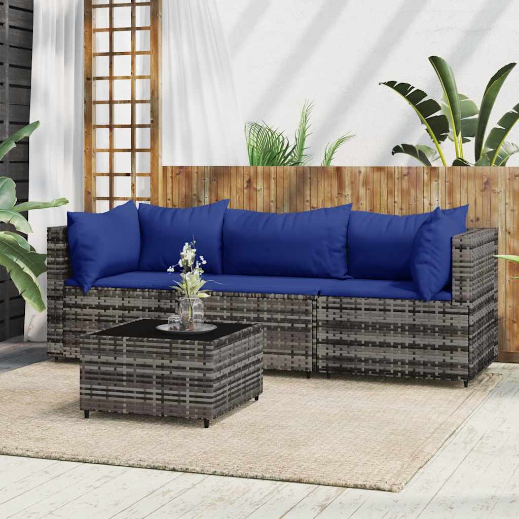 vidaXL Garten-Ecksofas mit Kissen 2 Stk. Schwarz Poly Rattan