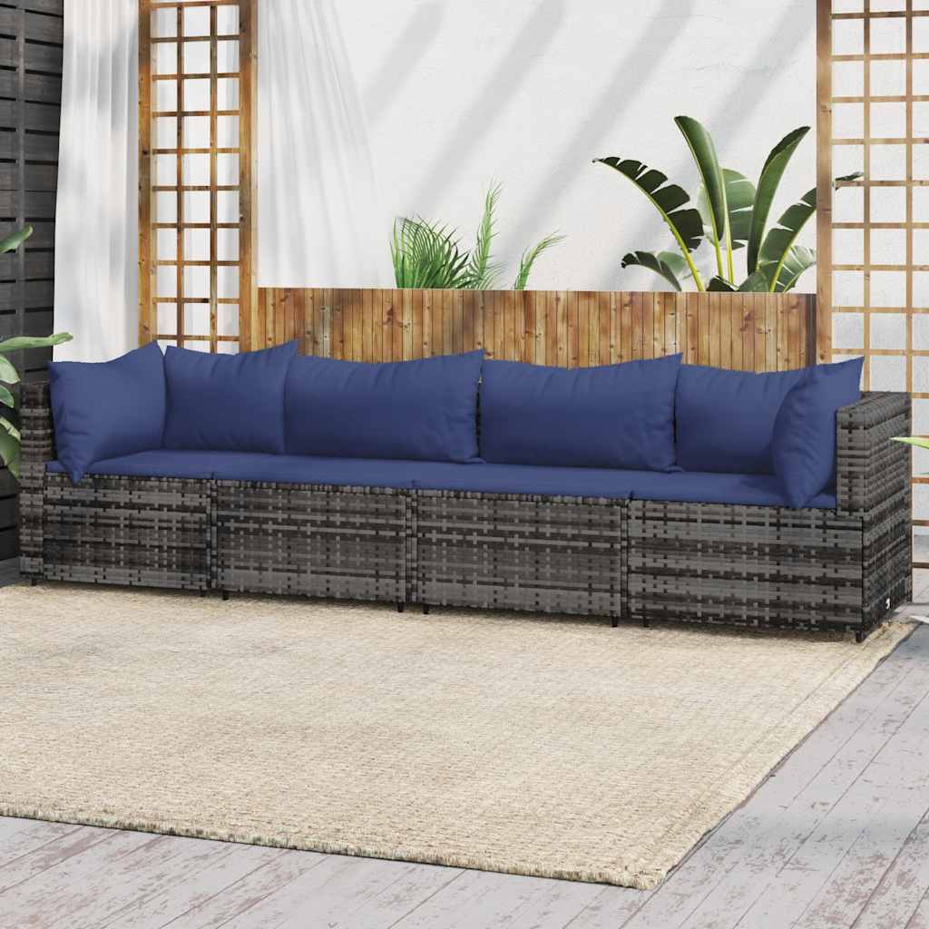 vidaXL Garten-Ecksofas mit Kissen 2 Stk. Schwarz Poly Rattan