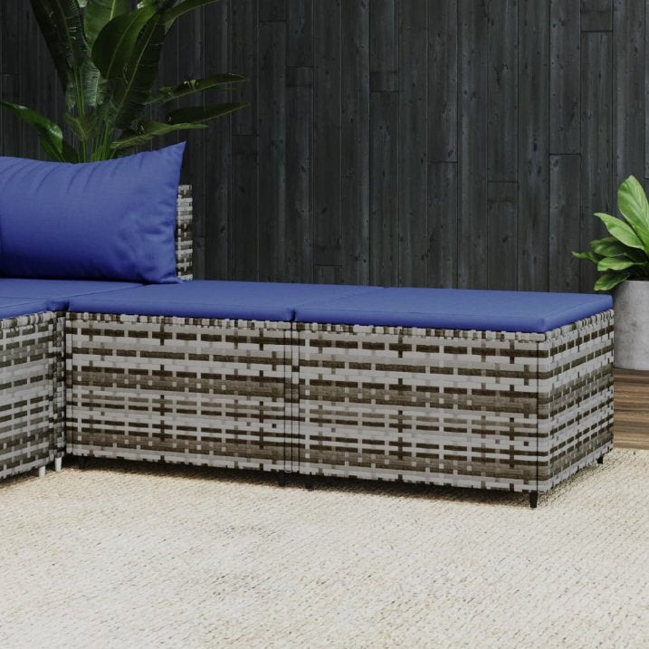 vidaXL Gartenhocker mit Kissen Schwarz Poly Rattan