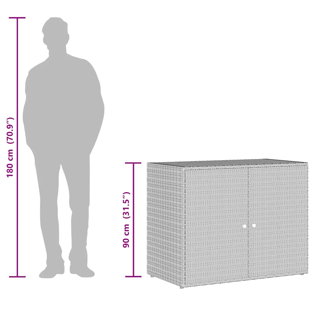 vidaXL Gartenschrank Schwarz 100 x 55,5 x 80 cm Poly Rattan