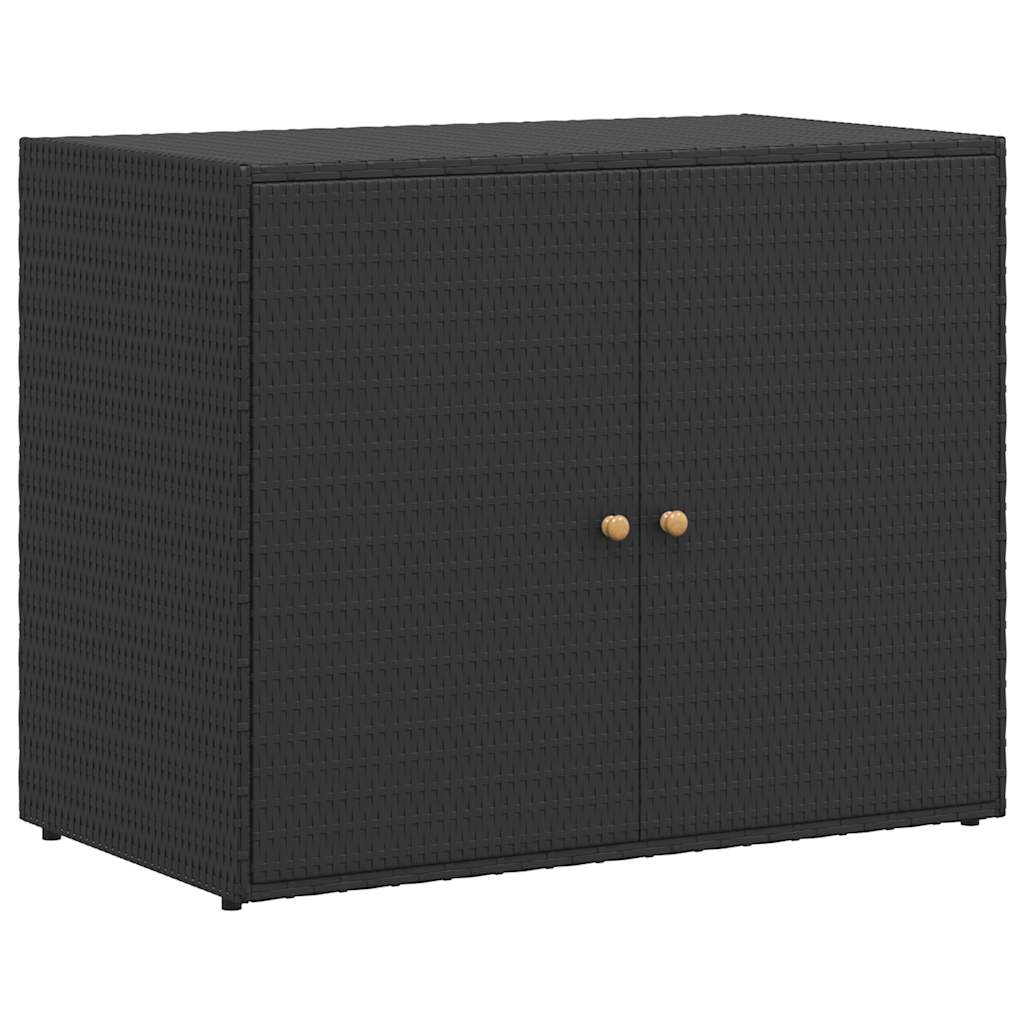 vidaXL Gartenschrank Schwarz 100 x 55,5 x 80 cm Poly Rattan