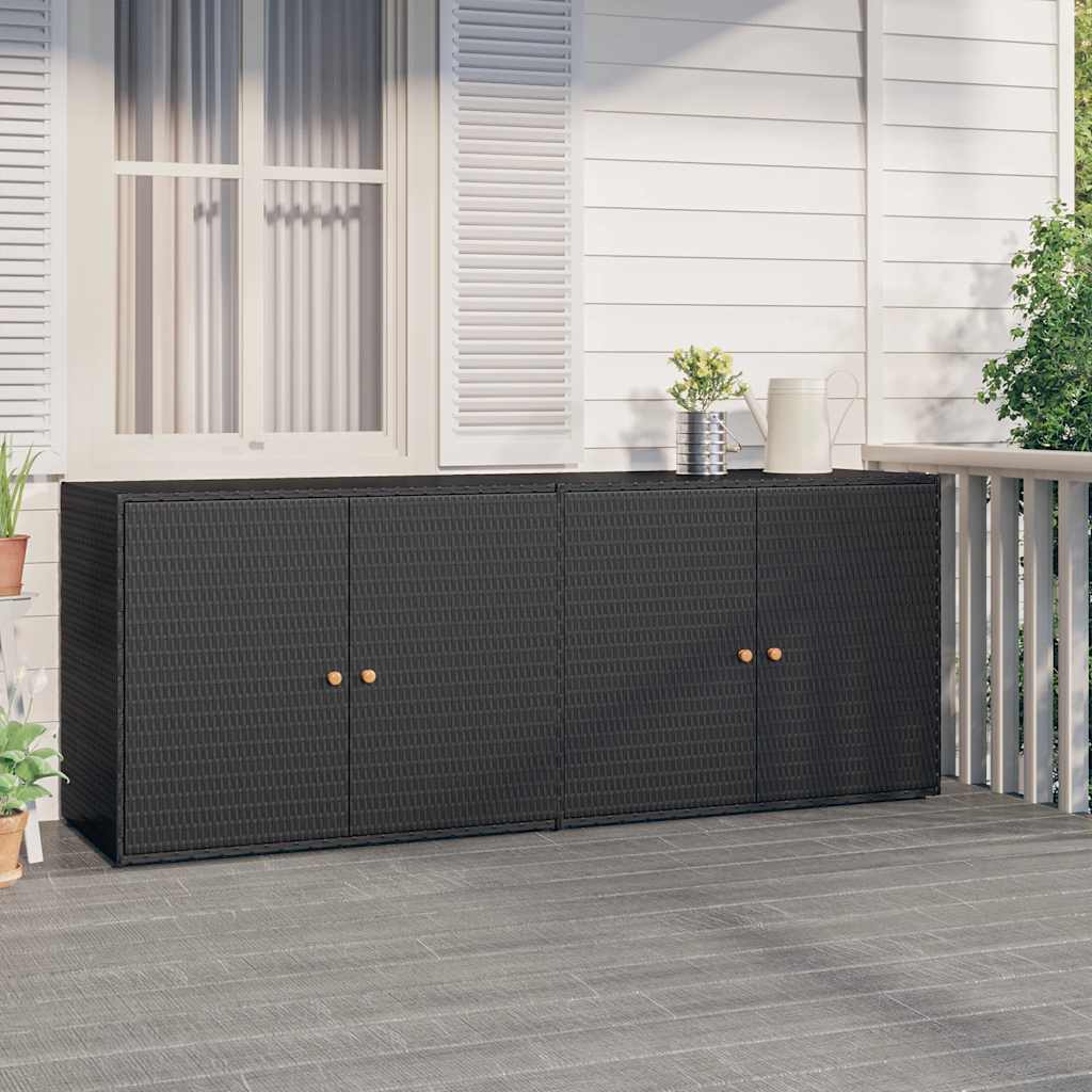 vidaXL Gartenschrank Schwarz 198 x 55,5 x 80 cm Poly Rattan