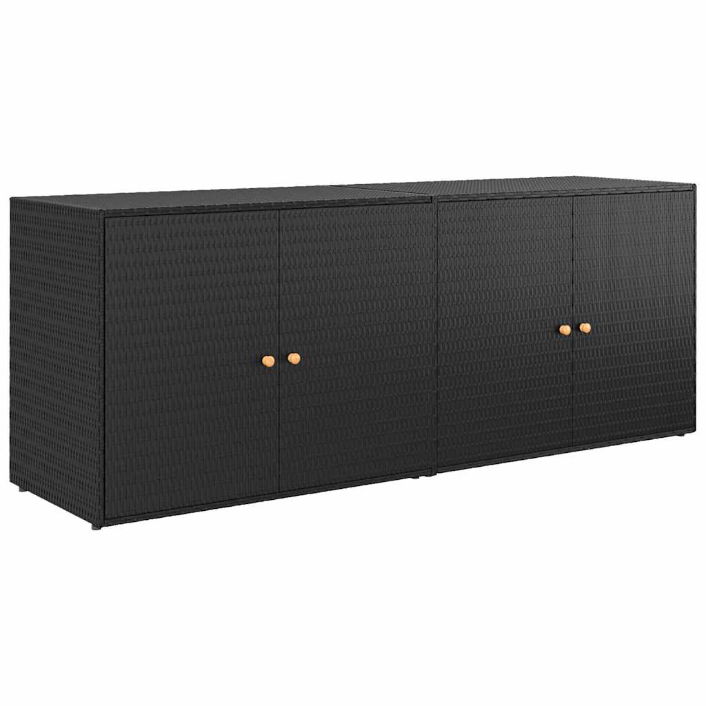 vidaXL Gartenschrank Schwarz 198 x 55,5 x 80 cm Poly Rattan