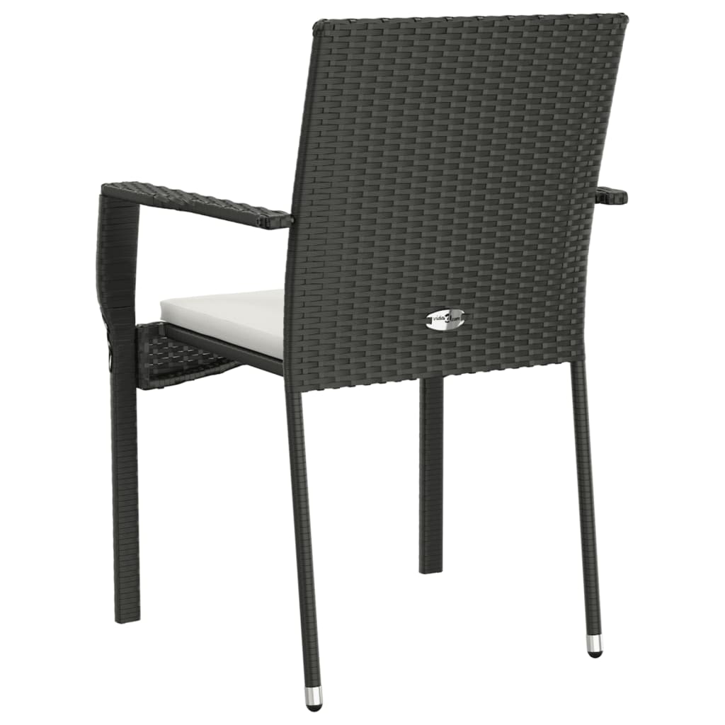 vidaXL Gartenstühle mit Kissen 2 Stk. Poly Rattan Schwarz