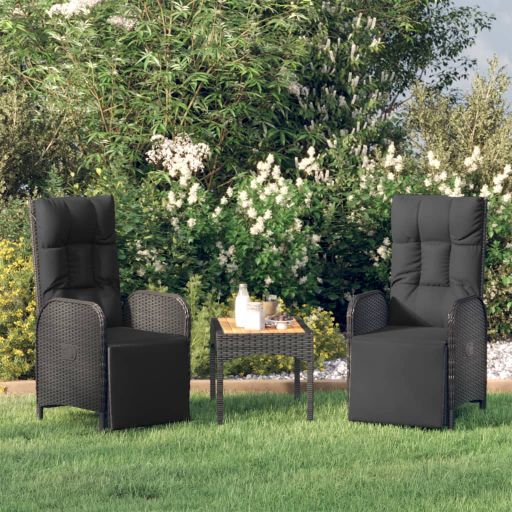 Garten-Relaxsessel mit Kissen 2 Stk. Poly Rattan Grau