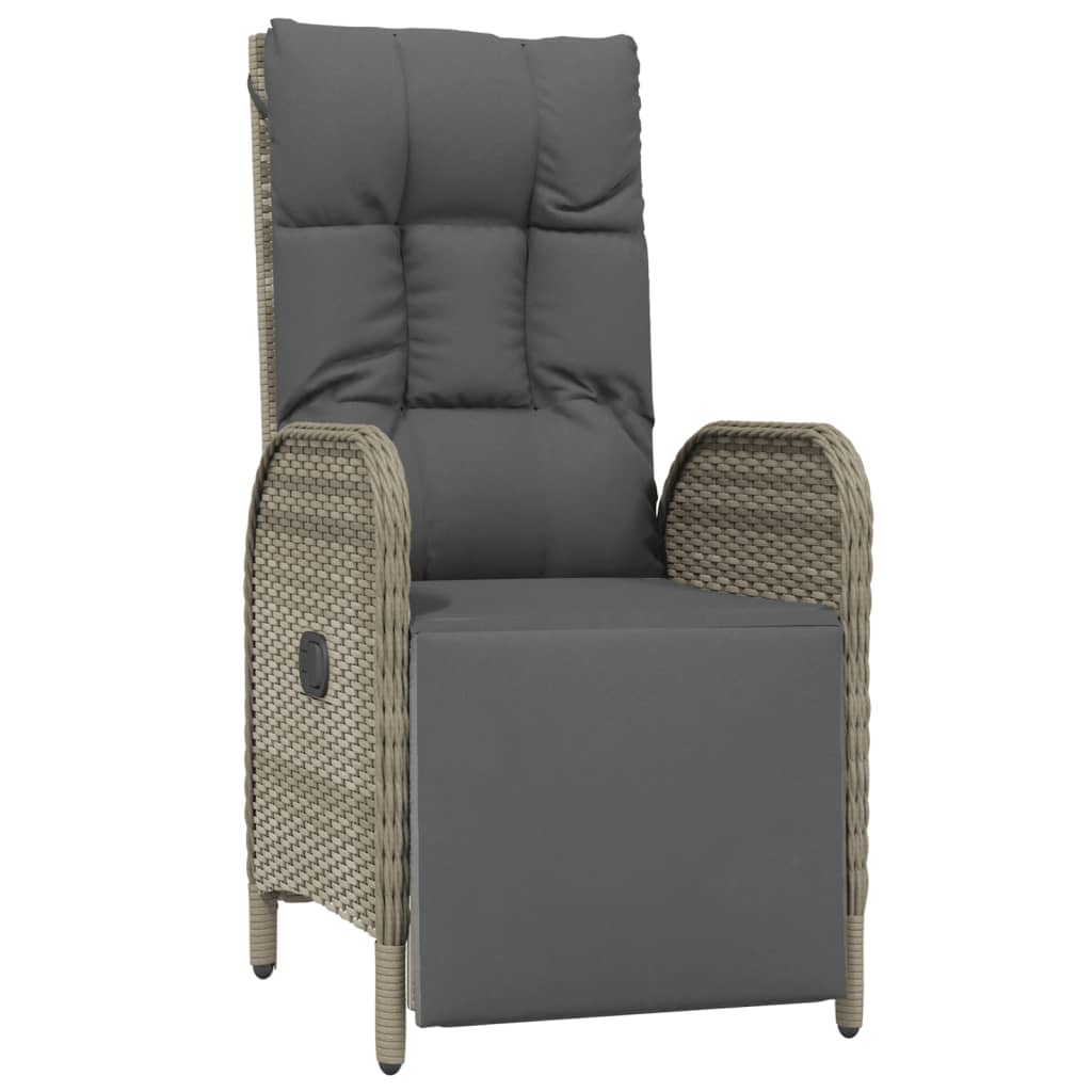 vidaXL Garten-Relaxstühle 2 Stk. mit Tisch Grau Poly Rattan