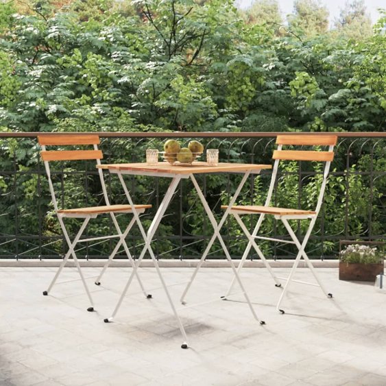 3-tlg. Bistro-Set Klappbar Massivholz Akazie
