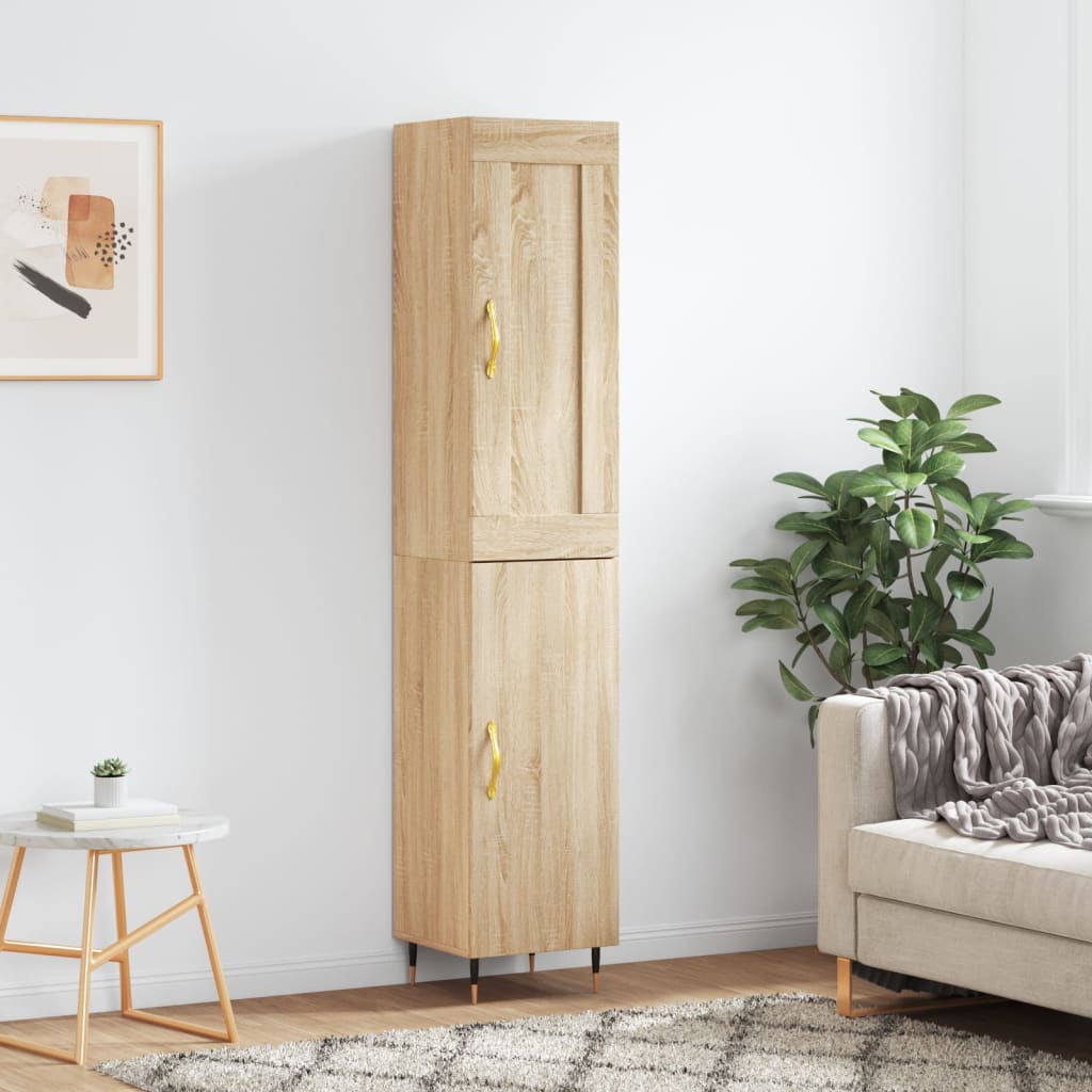 Highboard Betongrau 34,5x34x180 cm Holzwerkstoff