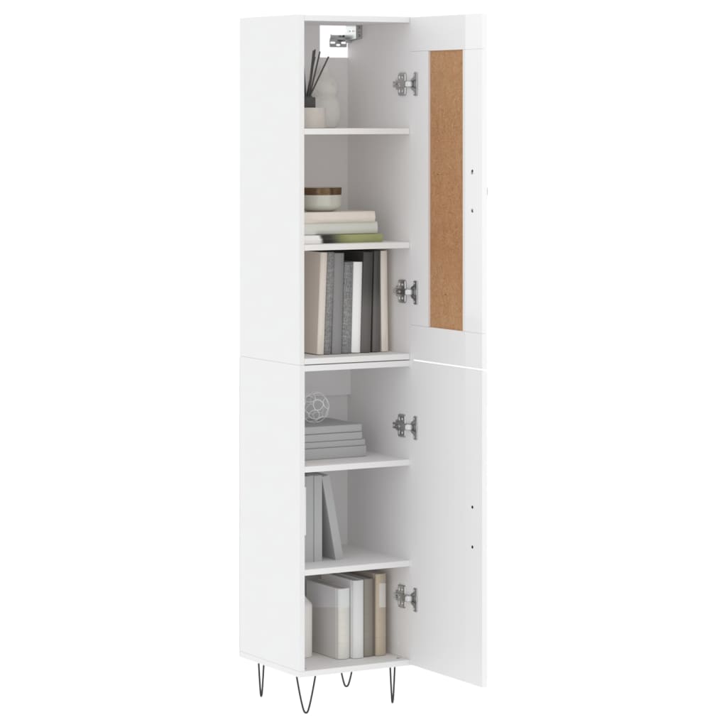 vidaXL Highboard Hochglanz-Weiß 34,5x34x180 cm Holzwerkstoff