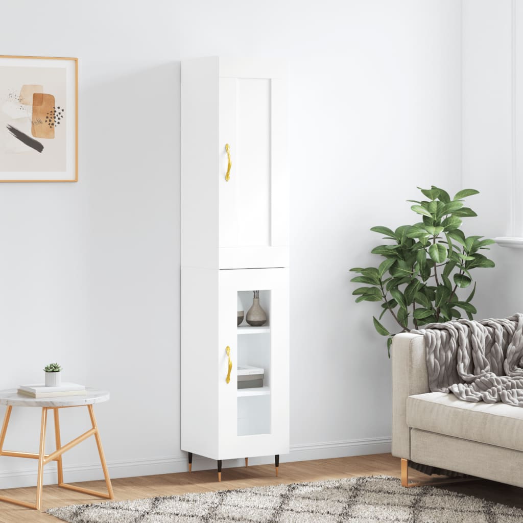 Highboard Betongrau 34,5x34x180 cm Holzwerkstoff