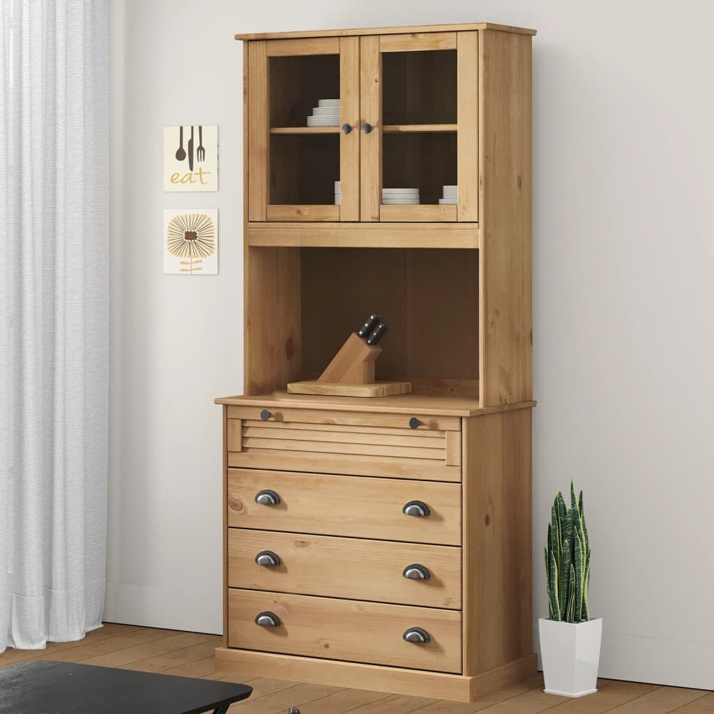 Highboard VIGO Weiß 78x40x175 cm Massivholz Kiefer