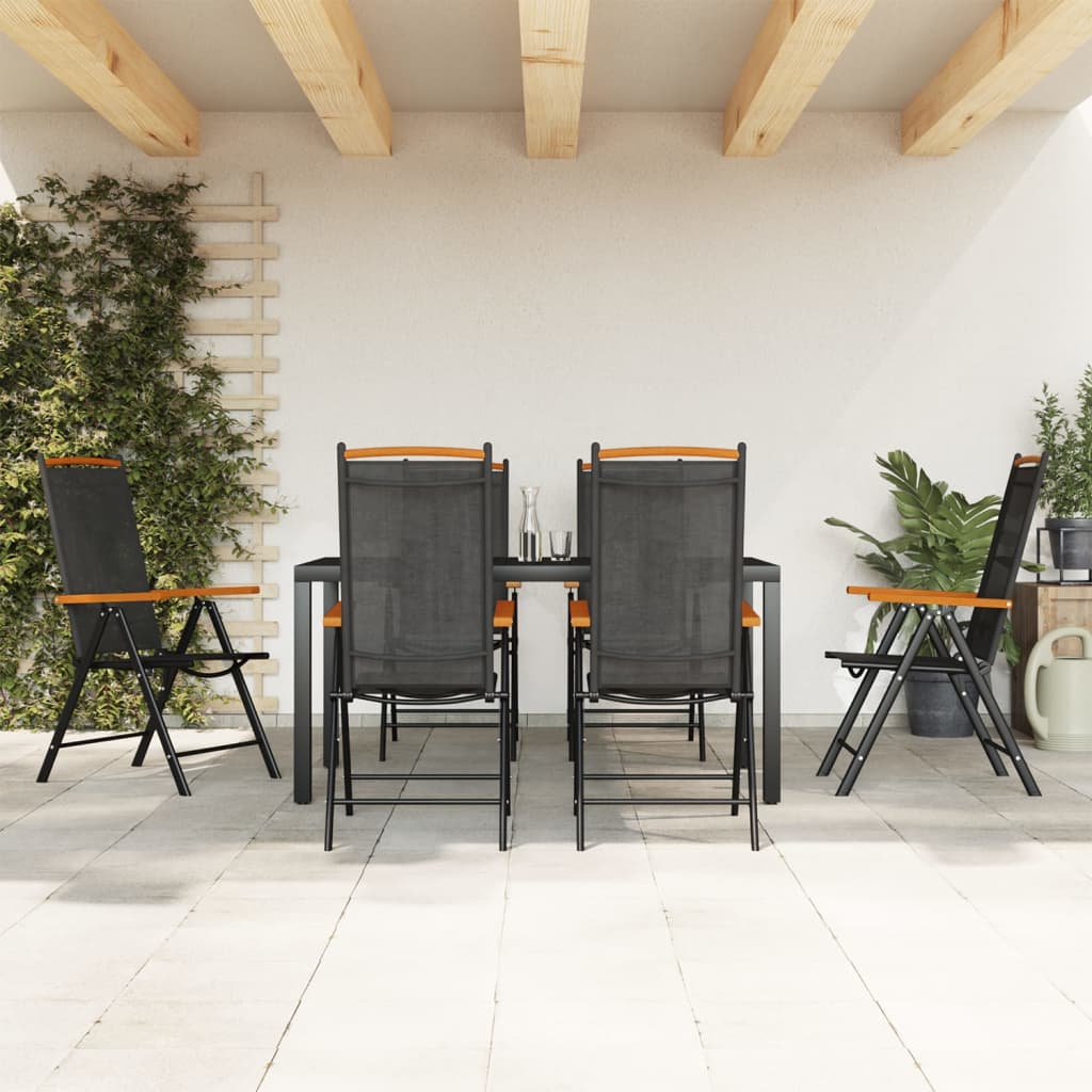 5-tlg. Garten-Essgruppe Aluminium Schwarz