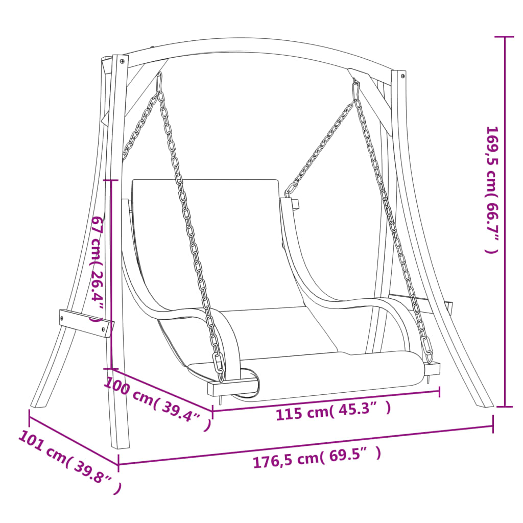 vidaXL Hollywoodschaukel mit Auflage Massivholz Fichte mit Teak-Finish