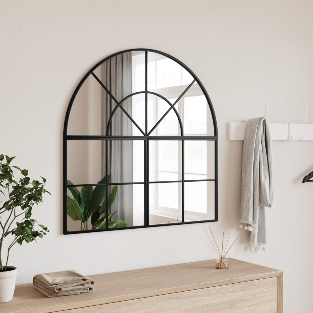 Wandspiegel Schwarz 60x70 cm Gewölbt Eisen