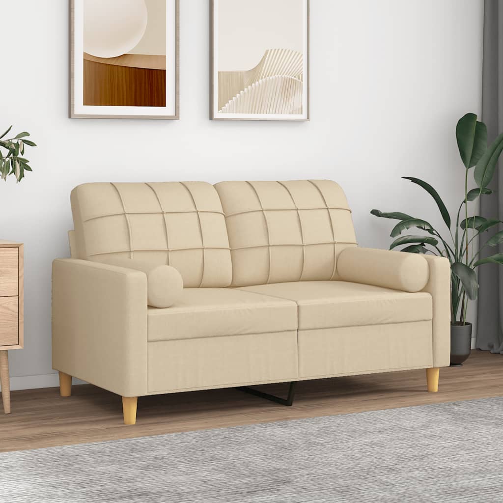 vidaXL 2-Sitzer-Sofa mit Zierkissen Hellgrau 120 cm Stoff
