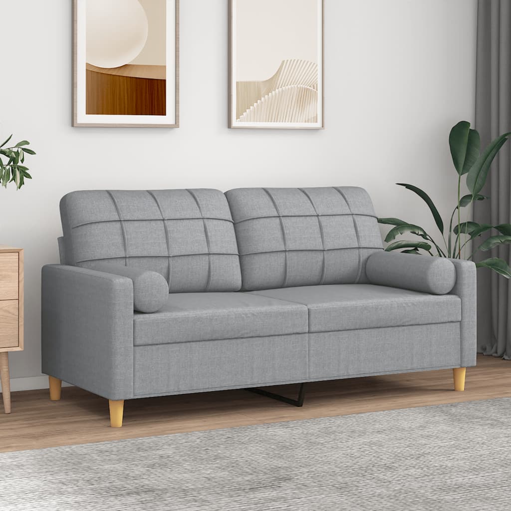 vidaXL 2-Sitzer-Sofa mit Zierkissen Hellgrau 120 cm Stoff