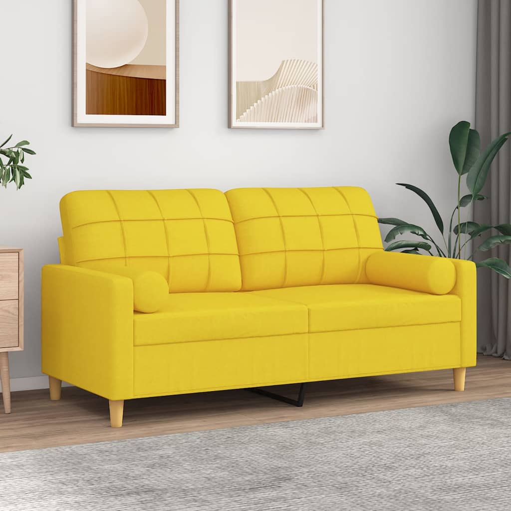 vidaXL 2-Sitzer-Sofa mit Zierkissen Hellgrau 120 cm Stoff