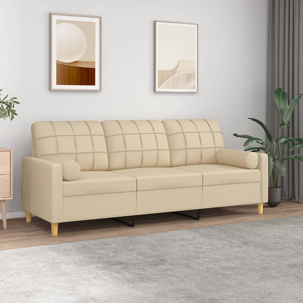vidaXL 2-Sitzer-Sofa mit Zierkissen Hellgrau 120 cm Stoff