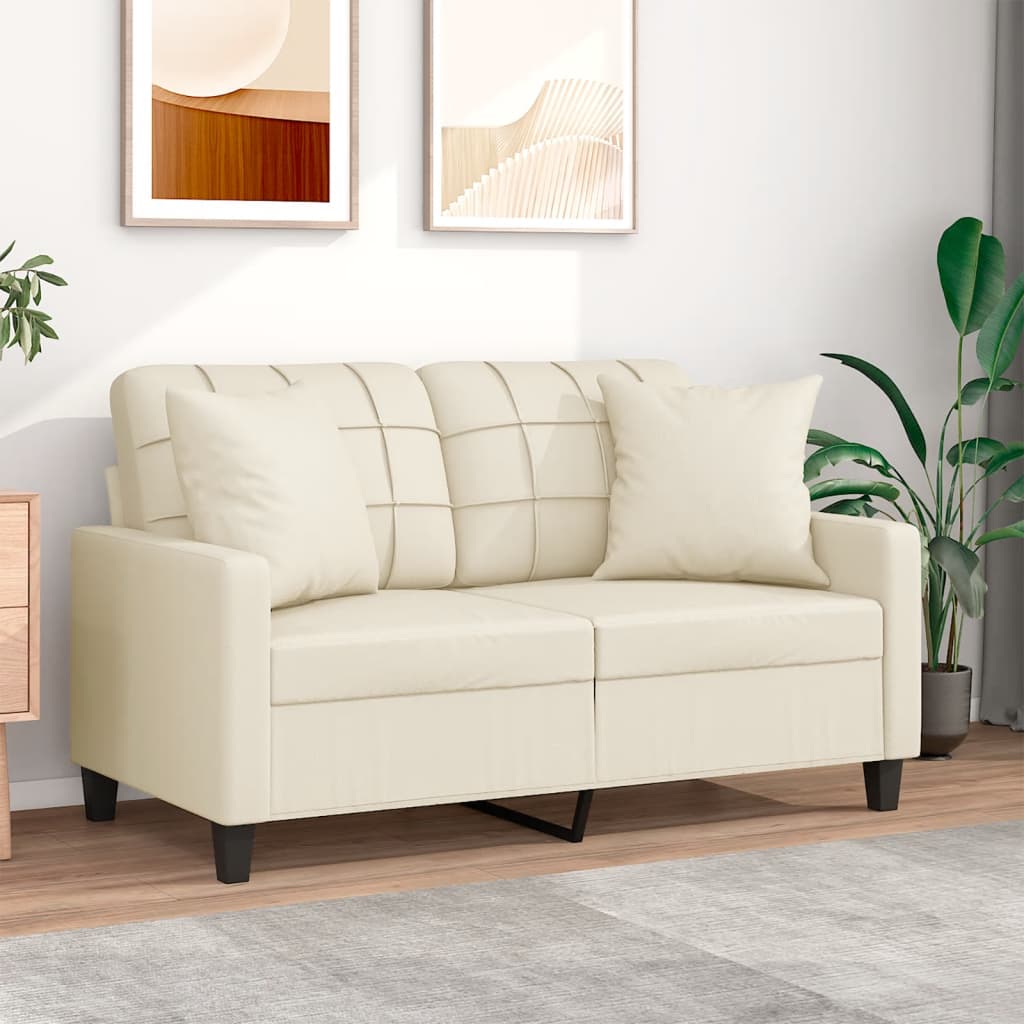 vidaXL 2-Sitzer-Sofa mit Zierkissen Schwarz 120 cm Kunstleder