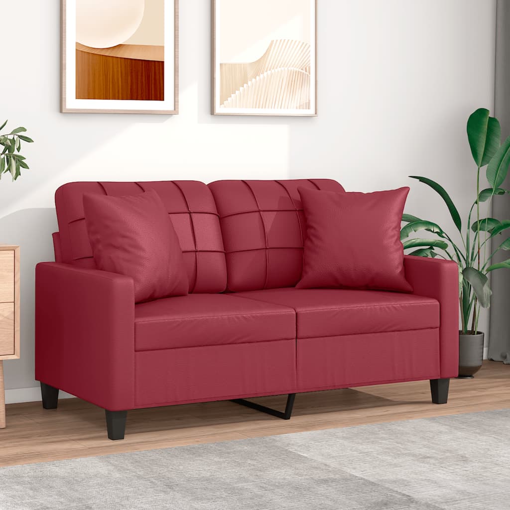 vidaXL 2-Sitzer-Sofa mit Zierkissen Schwarz 120 cm Kunstleder