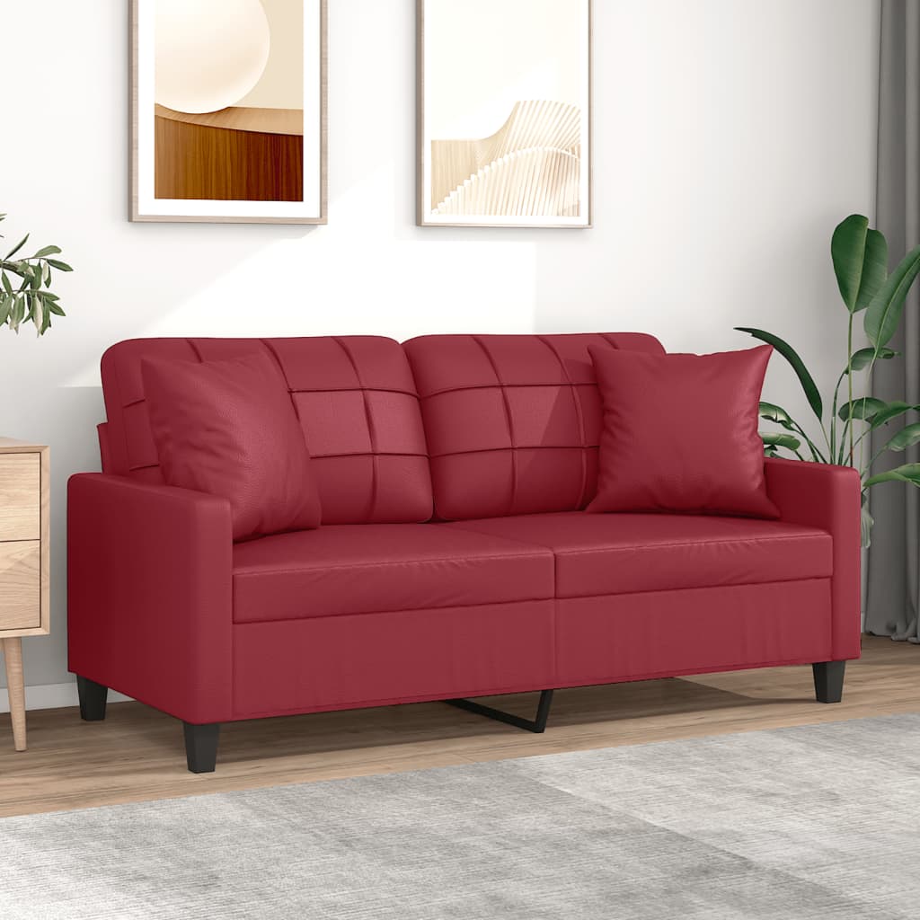 vidaXL 2-Sitzer-Sofa mit Zierkissen Schwarz 120 cm Kunstleder