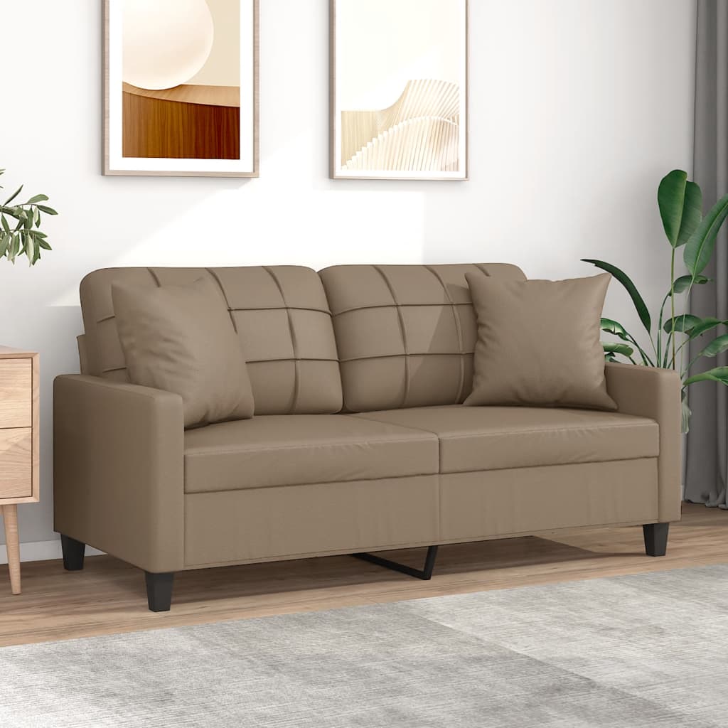 vidaXL 2-Sitzer-Sofa mit Zierkissen Schwarz 120 cm Kunstleder