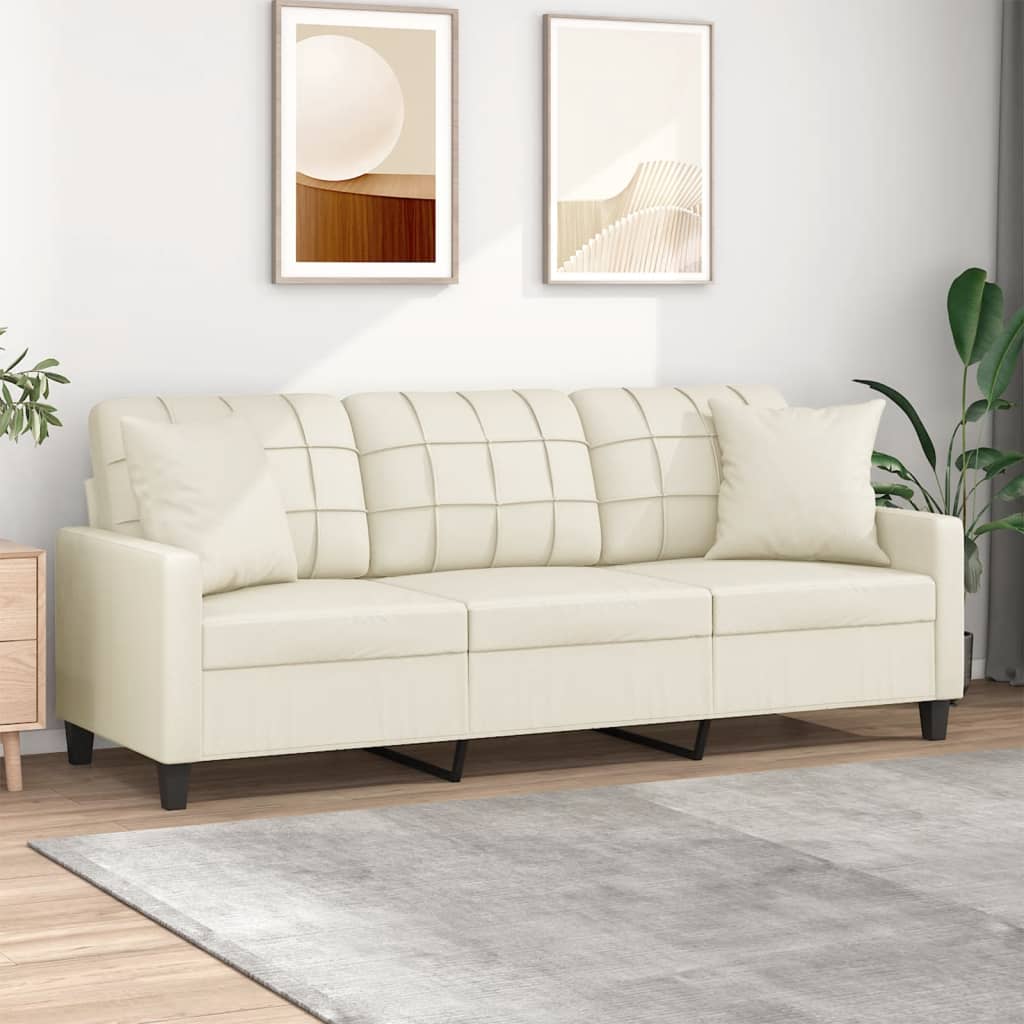 vidaXL 2-Sitzer-Sofa mit Zierkissen Schwarz 120 cm Kunstleder