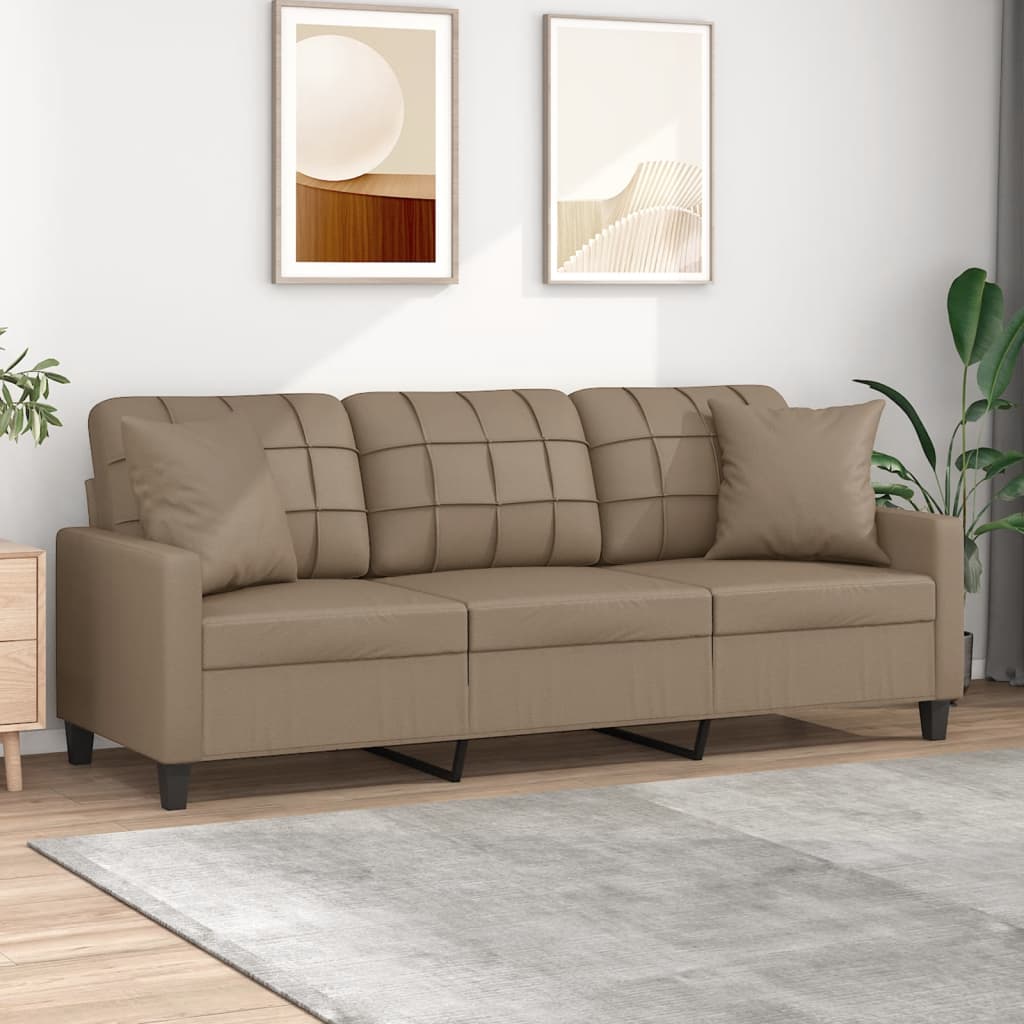 vidaXL 2-Sitzer-Sofa mit Zierkissen Schwarz 120 cm Kunstleder