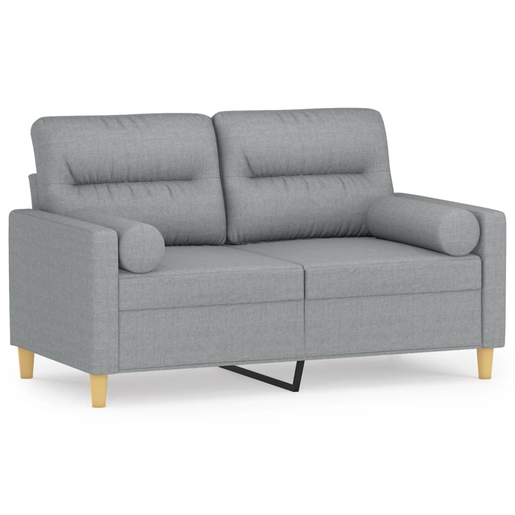 vidaXL 2-Sitzer-Sofa mit Zierkissen Hellgrau 120 cm Stoff