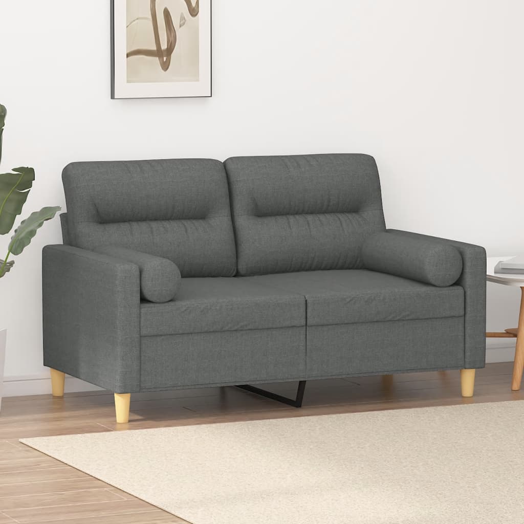 2-Sitzer-Sofa mit Zierkissen Hellgrau 120 cm Stoff