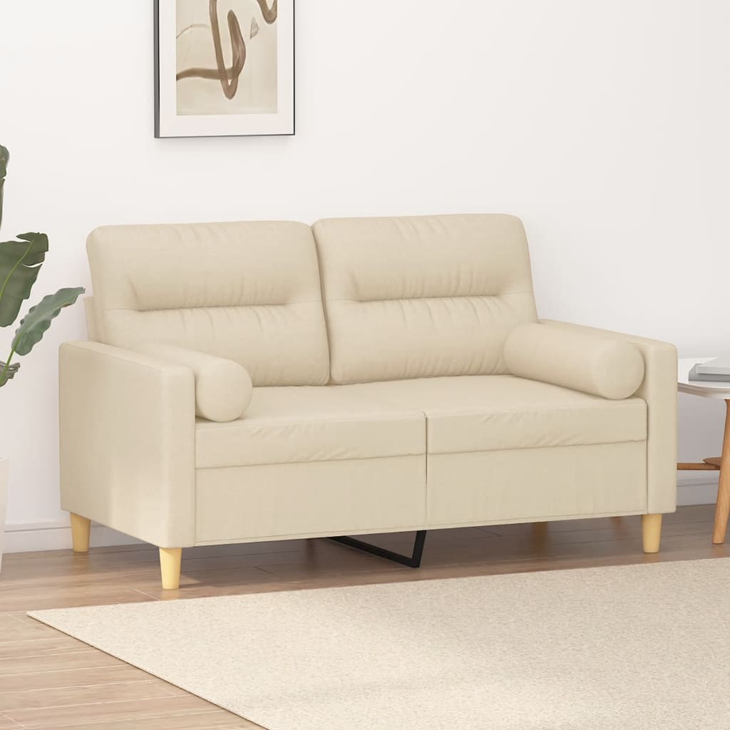 vidaXL 2-Sitzer-Sofa mit Zierkissen Hellgrau 120 cm Stoff