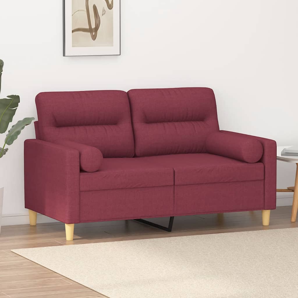 2-Sitzer-Sofa mit Zierkissen Hellgrau 120 cm Stoff