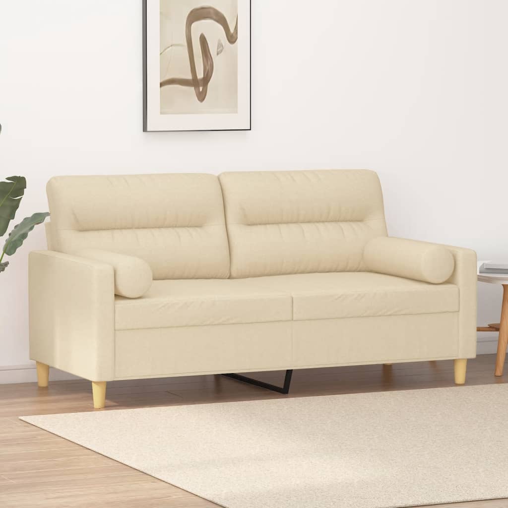 2-Sitzer-Sofa mit Zierkissen Hellgrau 120 cm Stoff