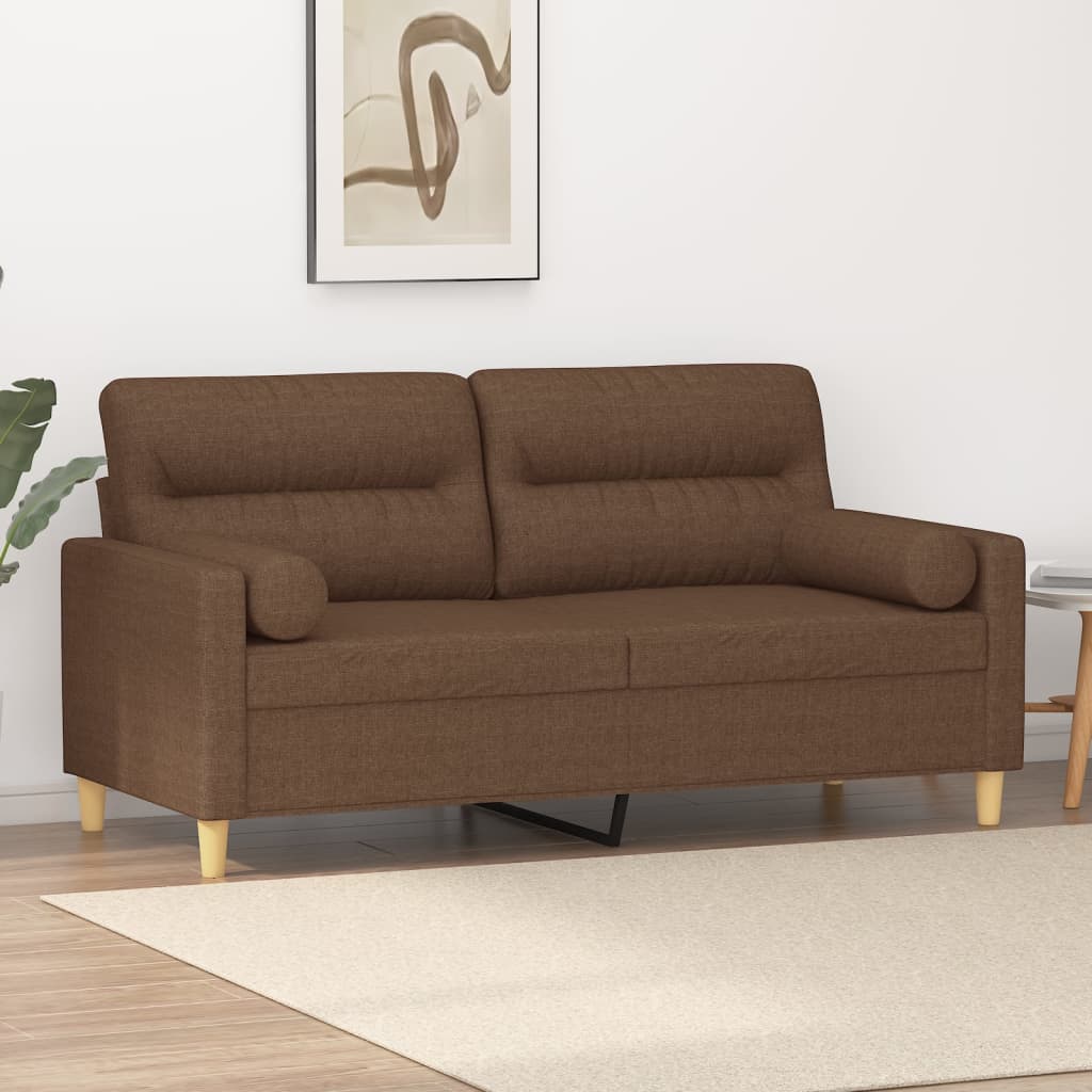 2-Sitzer-Sofa mit Zierkissen Hellgrau 120 cm Stoff